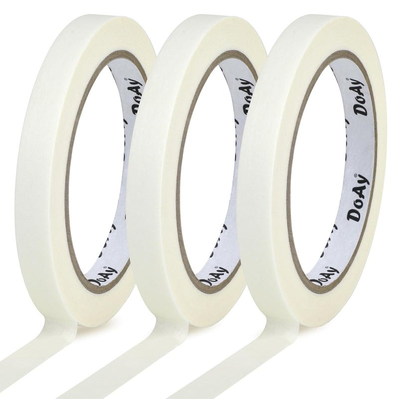 DOAY 3 Pack White Masking Tape - Painters Tape 0.50 Inch Wide - Multi-Surface, Water Resistant, Indoor & Outdoor Use - 270FT Total - Artist Tape for Paint, Wall, Watercolor (#4010) - Image 2